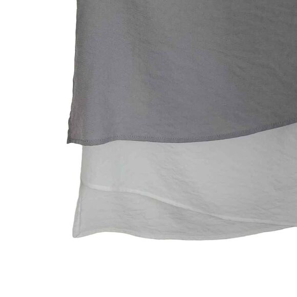 Linen Top Smocked Collar Blouse.  Neutral color. Size Medium - Picture 6 of 10